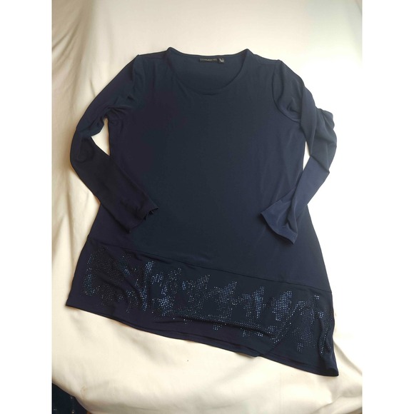 Susan Graver Tops - Susan Graver Artisan Top Womens M Blue Rhinestone Classic Preppy Smart Casual